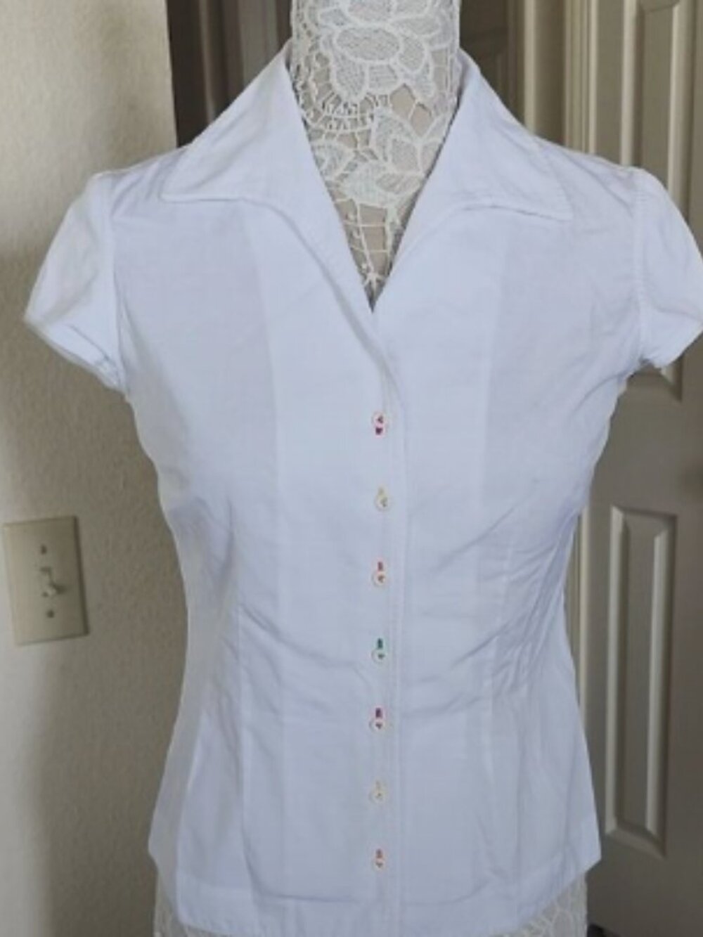 Van Laack Cap Sleeve Blouse 100% Cotton Size 36